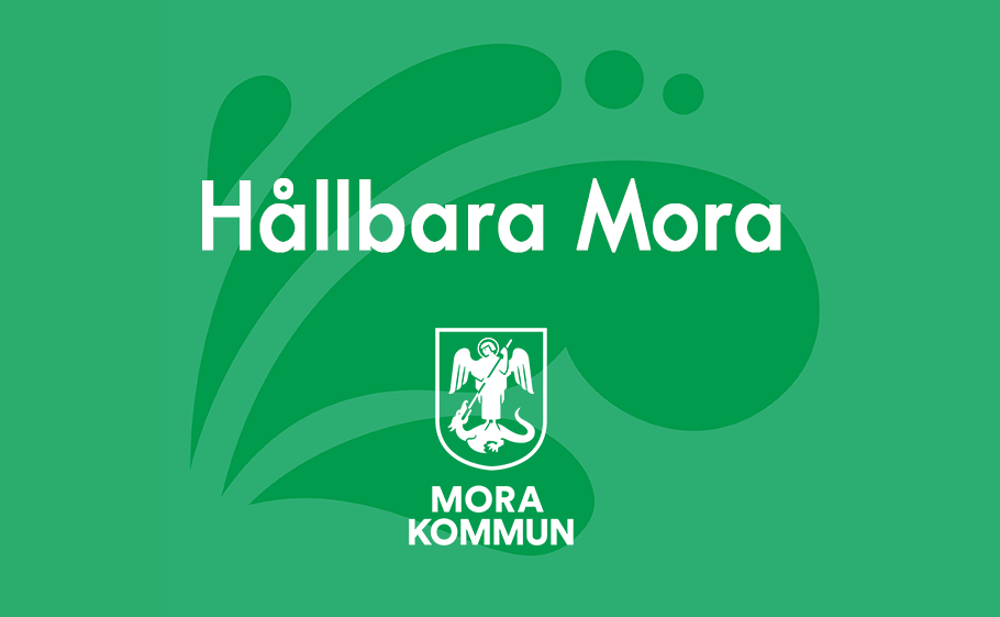 Grön bild med texten "Hållbara Mora"