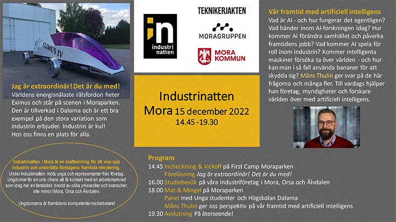 Info med bilder och text om evenemanget Industrinatten den 15 december 2022