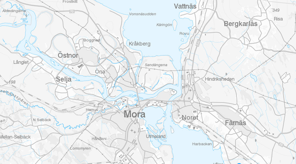 Skärmklippsbild av kommunkartan på karta.morakommun.se