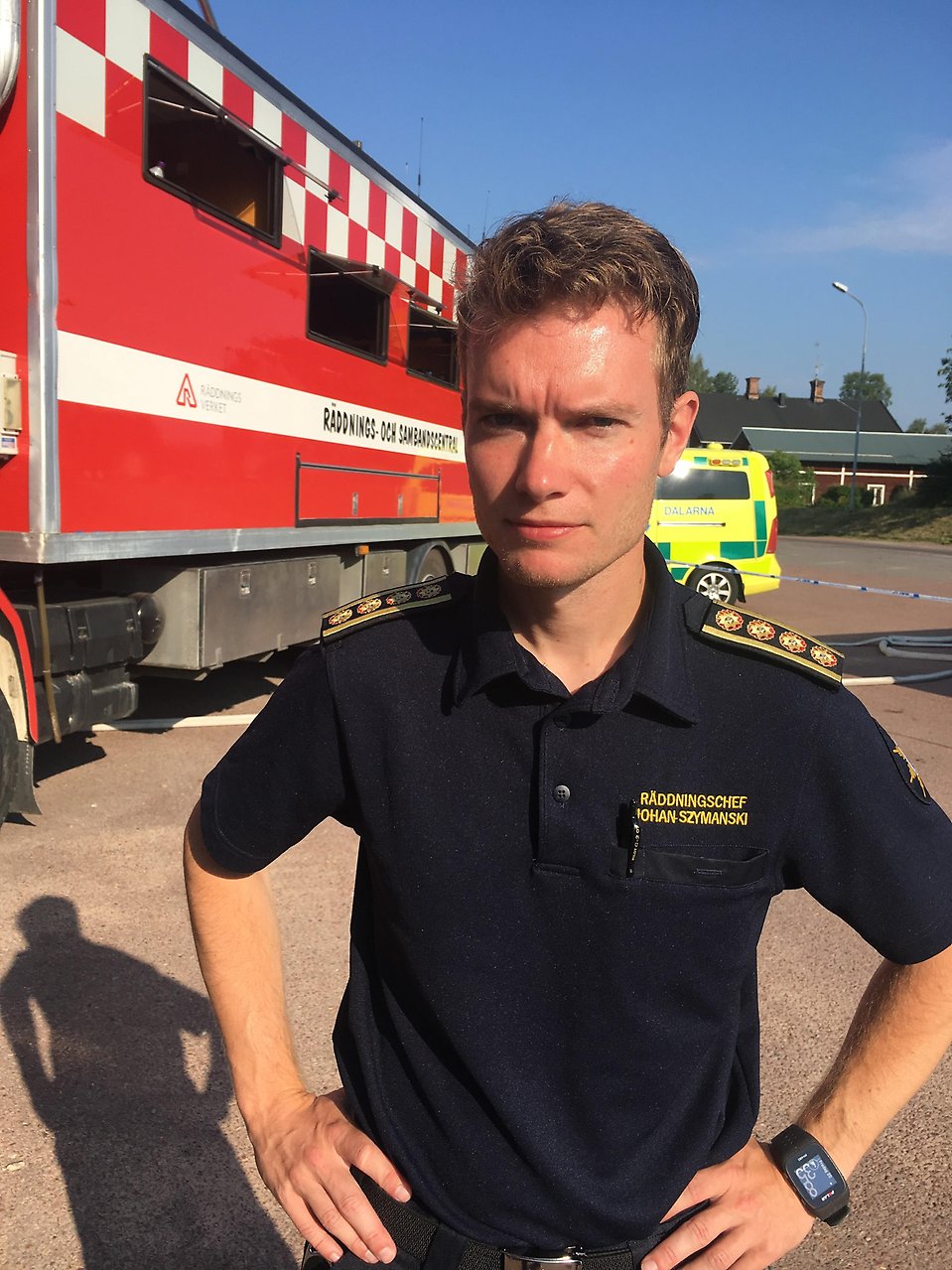 Johan, på plats i Älvdalen under branden 2018.