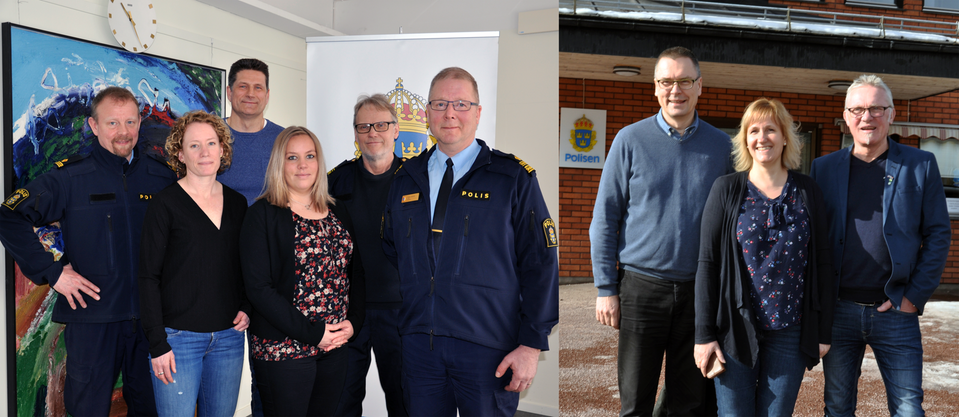 Foto på Mora, Orsa och Älvdalens kommunalråd, samt ett foto på poliser och säkerhetssamordnare som var med under dagen.